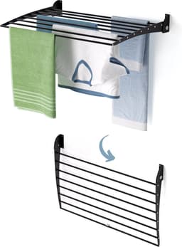 Foxydry Fold 82 cm DOWN - black - wasdroogrek wandmontage clicksysteem - neerwaartse sluiting - 82 x 50 x 10 cm — thumbnail 1