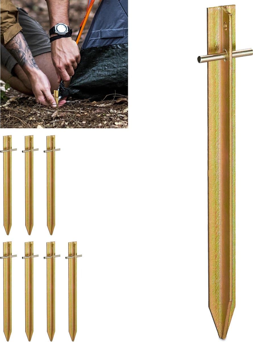 8x tentharing - set staal - haringen - grondpen - t-vormig - haring — afbeelding 1