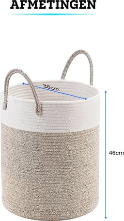 Somstyle Katoenen Wasmand - 52 Liter - Opvouwbare Wasbox - Opbergmand voor Was - Bruin / Wit — thumbnail 2