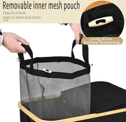 Grote Wasmand met Deksel - 150 Liter XXL Wasorteersysteem in Grijs - Ruimtebesparende en Discrete Oplossing voor Vuile Was — thumbnail 4