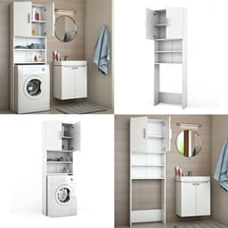 Wasmachinekast Wit - Ruimtebesparend en Praktisch voor Wasgoed en Accessoires — thumbnail 3