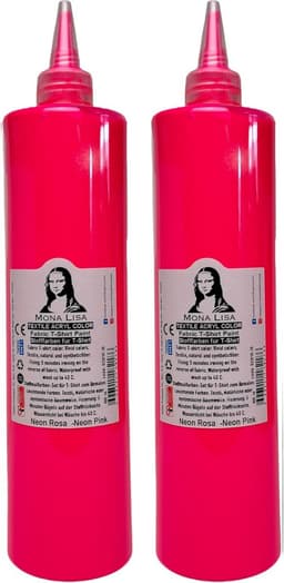 Südor Textielverf 1000 ml, neon roze.Wasbestendige textielverf voor lichte stoffen. Wasmachinebestendig, wasbestendig. Fixatie door strijken (2 x 500 ml) — thumbnail 1
