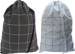 Bluvardi katoenen waszakken set van 2 stuks - XL -wit- grijs - ruit — thumbnail 1