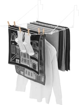 Blokker Wasrek Hangend 5m Drooglengte Wit - Praktisch Droogrek Deur of Balkon - Eenvoudige Installatie - Compact en Ruimtebesparend Hangdroogrek Trapgat — thumbnail 1