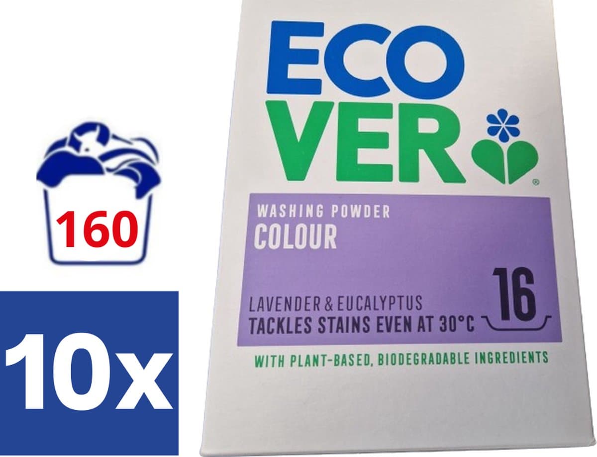 Ecover Waspoeder Color Lavendel & Eucalyptus - 10 x 1.2 kg (160 wasbeurten) — afbeelding 1