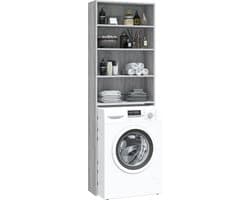 Wasmachine ombouw - Kast - Opbouwmeubel - Verhoger - Wasmachine meubel - Opbergkast - Hout - Grijs Sonoma