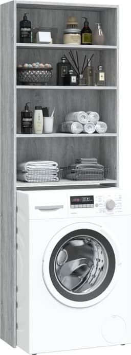Wasmachine ombouw - Kast - Opbouwmeubel - Verhoger - Wasmachine meubel - Opbergkast - Hout - Grijs Sonoma — thumbnail 1
