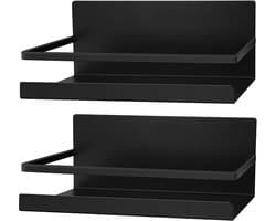 Koelkastrek hangrek magneet kruidenrek met plank keukenrek zwart - 2 stuks Wasmachine rek