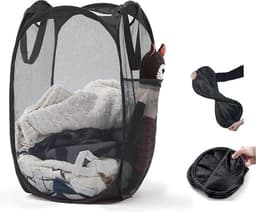 Opvouwbare Wasmand - 60 x 30cm - Wasmanden - Gaas - Ademend - Duurzaam - Wassorteerder - Wasbox - Organizer Kleding - Laundry Basket - Vuile Klerenmand - Opbergmand - Wasmand Opvouwbaar - Zwart - Draagbaar - Ruimtebesparende Wasemmer — thumbnail 1