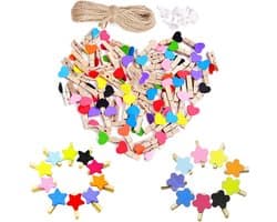 150 Stuks Mini Houten Haringen Hartvorm met Jute Touw en Geen Spoor Nagels voor Bruiloft en Feestdecoratie