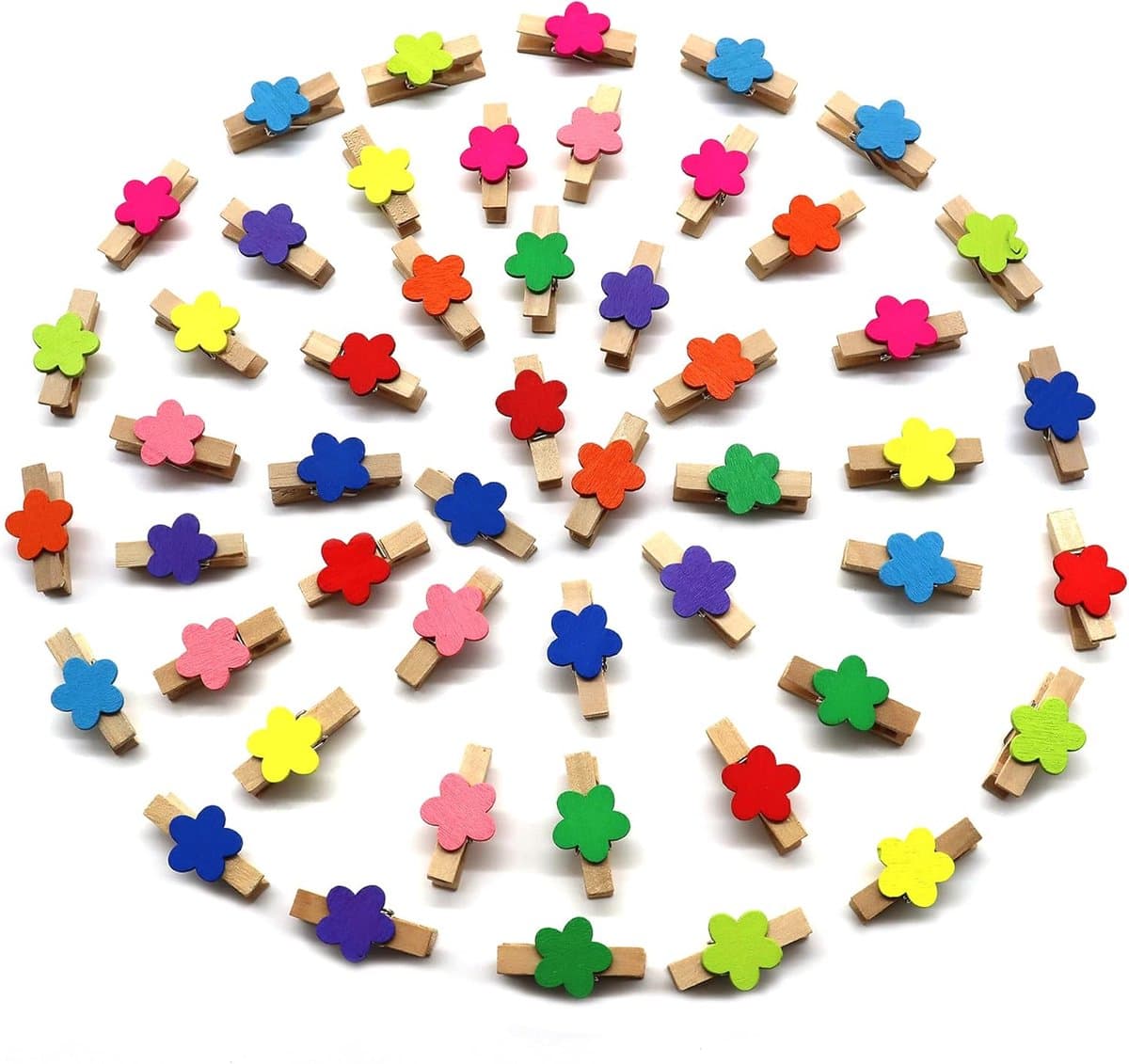 Kleurige Houten Foto Clips - 50 Pack Mini Wasknijpers voor Creatieve Decoratie — afbeelding 1