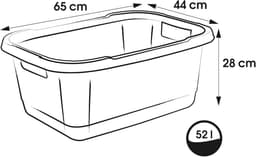 Stevige Wasmand 52L - Grijze Kunststof Wasmand voor Wasgoed — thumbnail 2