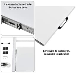 Livista stapelkit voor wasmachine en droger – met uittrekbaar werkblad – universeel tussenstuk – ruimtebesparend – wit — thumbnail 3