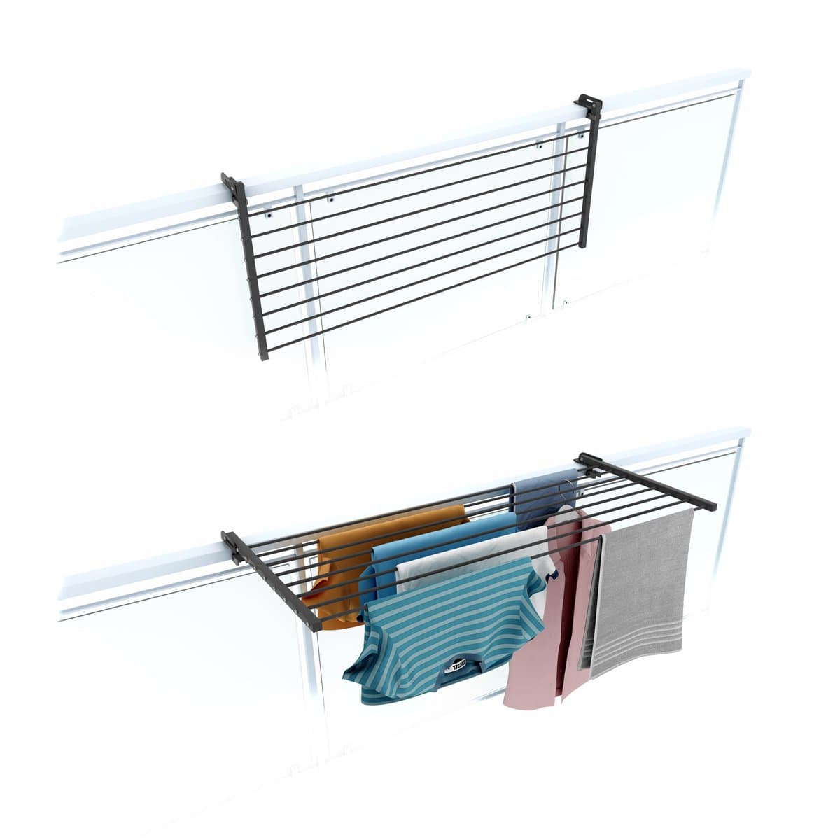 Foxydry Duo 102 cm balkon droogrek - antraciet - rechthoekige reling — afbeelding 1