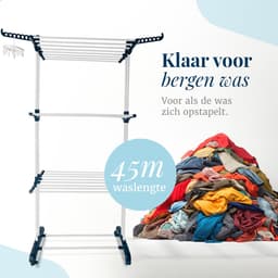 Wasrek met extra droogcarrousels - 45 meter drooglengte - Droogrek - Droogtoren - Wasrek inklapbaar - Droogrek inklapbaar - Wasrek staand - Wastoren — thumbnail 4