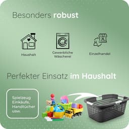 Novaliv 3-delige wasmand met 4 handgrepen 40L antraciet, wasboxset, wasemmer, wascontainer voor badkamerwas, vuile was, wasmand, opbergmand, verzamelbox — thumbnail 5