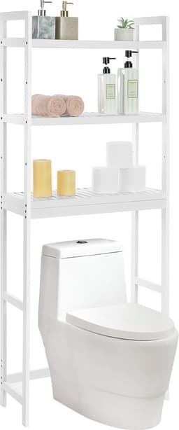 Wasmachine ombouw rek wit 163 x 63 x 24 cm - bamboe Wasmachine rek wit - Wasmachine ombouw wit - met opbergruimte wit - Wasmachine rek bovenlader wit hout - Wasmachine rek voorlader wit - Toilet kast - Wc meubel - Wc kast — thumbnail 4