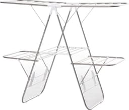 Wasrek inklapbaar - wasrek staand - 3-Traps vleugel droogrek - zilver - RVS Kunststof -138 x 60,5 x 112 cm — thumbnail 2
