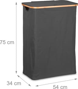 wasbox met deksel - 105 l - bamboe - polyester - opvouwbaar - badkamer — thumbnail 5