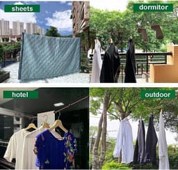 Uittrekbare antislip campingwaslijn 10 m reiskledinglijn met 10 vasthoudgespen en 20 wasknijpers, accessoires gadgets voor wasruimte balkon tuin kamperen camper — thumbnail 5