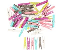 Wasknijpers set - 250 stuks - gekleurd - kunststof - 7 cm - was ophangen - Wasgoedknijpers