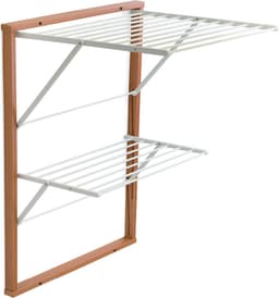 Arredamenti Italia 648 KEVIN - Houten Handdoekrek - Inklapbaar Wanddroogrek - 11 m Drooglengte - kleur: hout - ARIT - Il cuore del legno — thumbnail 1