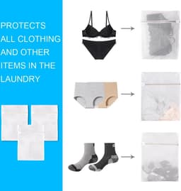 Waszakken - Wasnetten - 1 Set van 3 - 30x40cm - Bescherm je Wasgoed en Wasmachine - Wit - waszak - Anti-vervorming van kleding - Waszak van netje — thumbnail 4