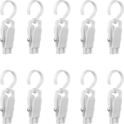 Wasknijpers - Met haak - Anti slip - Speciaal type - Mat Wit - 10 stuks - Droogrek knijpers - 360 graden draaibaar - Wasrek knijpers - Binnen en buiten — thumbnail 1