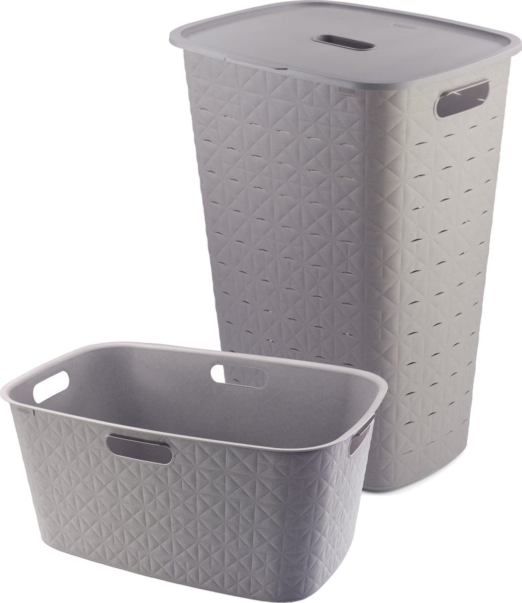 Curver Softex Wasmand met Deksel 56L + Wasmand 45L - Taupe — afbeelding 1