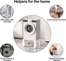 Wasmachine Verhoger - Wasmachine opbouwmeubel - Tot 100kg - Wasmachine Kast - Wasmachine Sokkel Universeel Wit — thumbnail 3