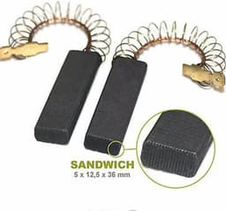 2 Stuks Koolborstels 5x12,5x36 mm - Geschikt voor Siemens en Bosch 00154740 Wasmachine - WH5029101 Elektrisch Gereedschap Accessoires — thumbnail 5