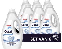 Coral - Vloeibaar Wasmiddel - Optimal White - Witte was - 6 flessen - 156 wasbeurten - Voordeelverpakking