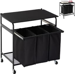 MKSS® Wasmand 3 Vakken - Wassorteerder - 120L - Zwart — thumbnail 1