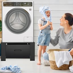 Wasmachine Verhoger - Wasmachine Verhoger met Lade - Wasmachine Sokkel Met Laadcapaciteit tot 150 KG- Wasmachine Kast - Wasmachine Ombouw – Wasmachineverhoger - 62,5 x 54,5 x 32,5 cm - Zwart — thumbnail 2