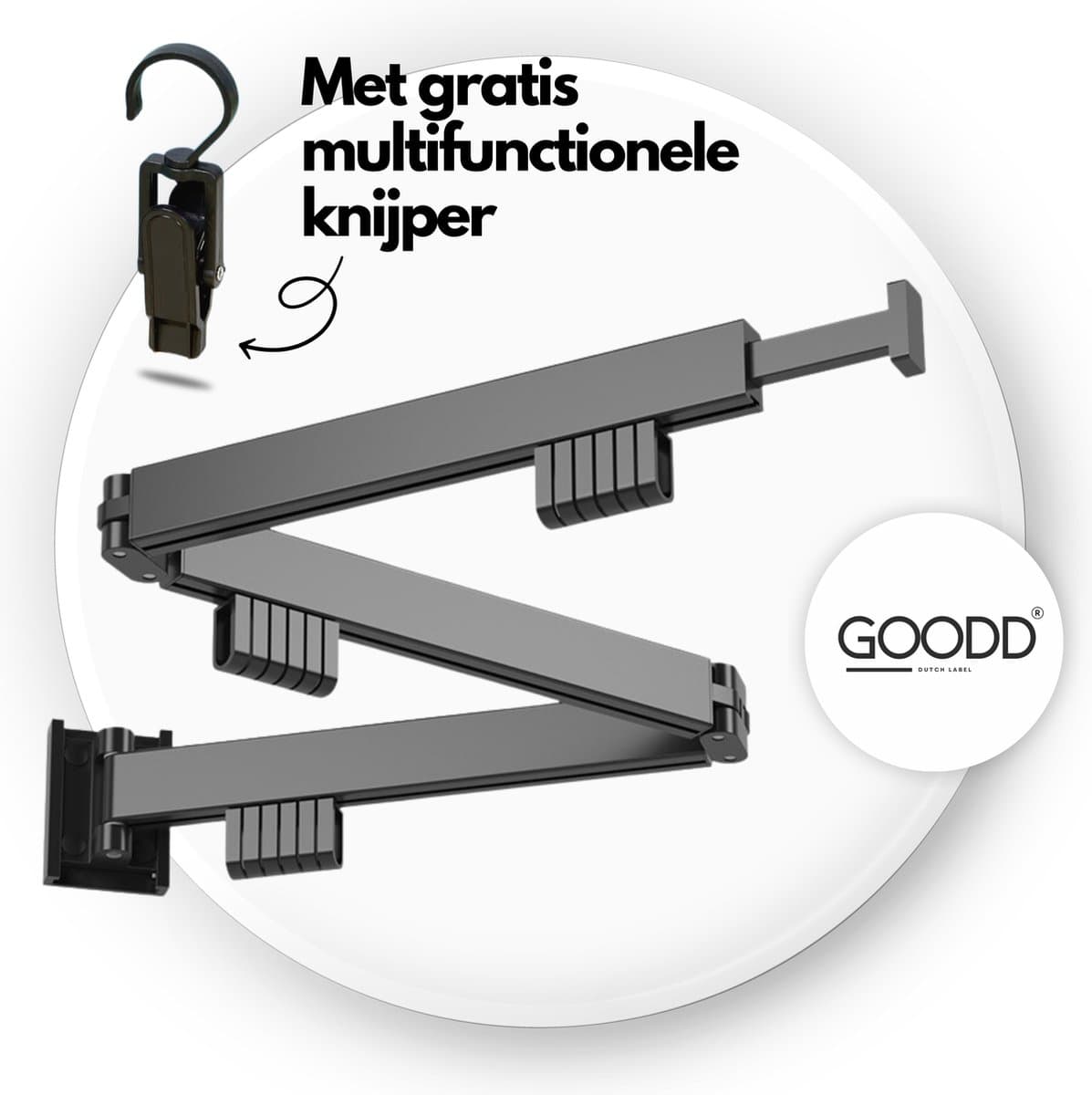 GOODD® - Droogrek - Wasrek - Wanddroogrek - Zwart - Inklapbaar - Rvs — afbeelding 1