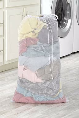 Wasnet Waszak - Groot - XL - 60 x 80 CM - Wit - Treksysteem - Trekbandsluiting - Polyester - Laundry bag — thumbnail 2