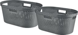 Curver Infinity Recycled Dots Wasmand - 40L - 2 stuks - Donkergrijs — thumbnail 1