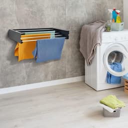 Aan de muur gemonteerd droogrek, 120 cm intrekbaar droogrek, opvouwbare waslijn wasdroger binnen en buiten, compact, effen ontwerp, capaciteit 30 kg, antraciet — thumbnail 3