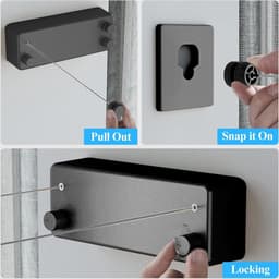 Extendable Wall Clothesline 4 m Rope - High Load Capacity Telescopic Wall Dryer - Retractable Wall Mounting Clothesline for Indoor and Balcony — thumbnail 3