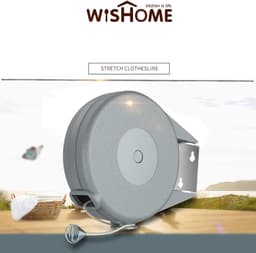 Uitschuifbare Drooglijn - Uitschuifbare waslijn - Uittrekbare Wasdraad - Duurzaam en stevig – Eenvoudig te installeren – binnen en buiten - 15 m - 15.5*17.5*5cm - grijs - abs,PVC+hogesterktevezel — thumbnail 5