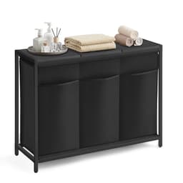 ACAZA Wasmand - Wasmand Met Deksel - 3 Vakken - 160 L - 95 x 33 x 71cm - Zwart — thumbnail 5