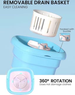 Draagbare Inklapbare Mini Wasmachine met Timer - Ideaal voor Reizen en Kamperen - Ultrasone Wasmachine voor Ondergoed, Sokken, Fruit, Groenten - Capaciteit van 45 Liter - Mini wasmachine — thumbnail 5