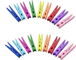 50 Houten Wasknijpers – 7,2 cm – 10 Kleuren – Decoratieve Knijpers voor Foto’s, Kaarten & DIY – Kleurige Hout Clips — thumbnail 1