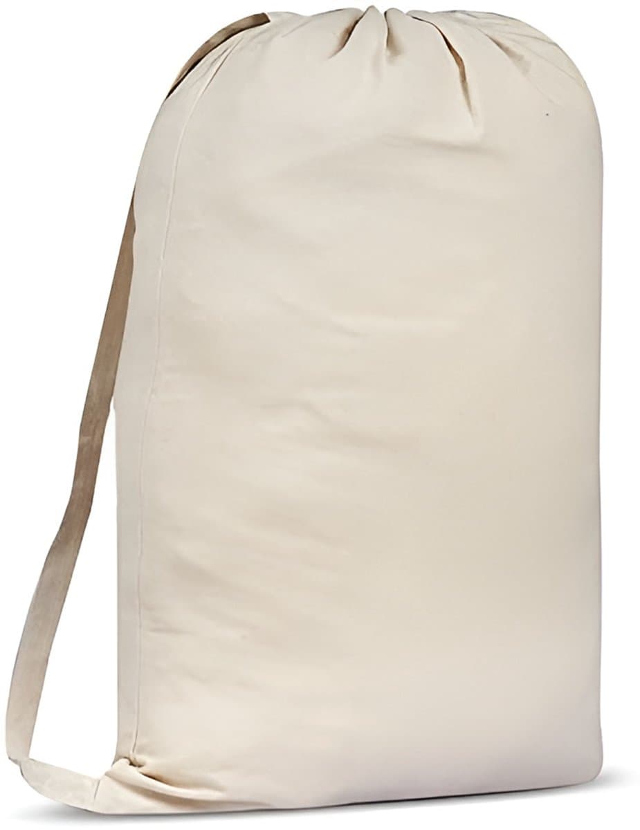 Famanu - Premium Canvas Waszak met schouderriem, 75x56 CM 40L – 100% katoen, stofweefsel, zeer duurzaam, trekkoord met snoerslot, machinewasbare wasvoering voor wasmand — afbeelding 1