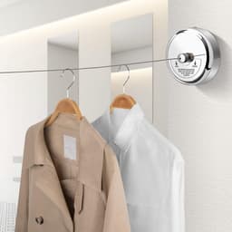 1 stuk - Intrekbare waslijn - 304 roestvrijstalen intrekbare waslijn - 2.8m verstelbare touw lijn - intrekbare waslijn voor aan de muur - voor het ophangen en drogen van badkamers, wasserijen, hotels, binnen en buiten - zilver — thumbnail 4