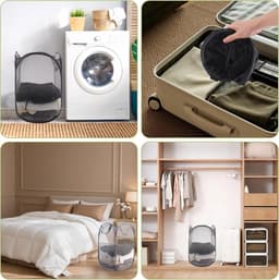 Opvouwbare wasmand - Inklapbare wasmand - 3 stuks pop up wasmand met handvat - voor badkamer camping college kamer en reizen wasgoed - Wasmand — thumbnail 3