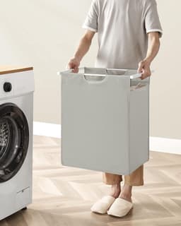 Laundry basket with shelf, box, and removable bag - 65 L 50 x 33 x 72 cm white BLH101W01 — thumbnail 2