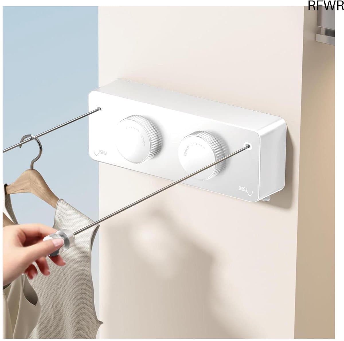 RFWR® Intrekbare waslijn voor niet-doorhangende kleding met dubbele lijn - Wit — afbeelding 1