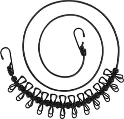 Portable Clothesline - 1 Pack Travel Clothesline - Adjustable Retractable Windproof Rope with 12 Thread Clips and Non-slip Buckle for Camping Travel Clothes Tumble Drying - Black — thumbnail 1