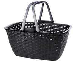 Wasmand - antraciet grijs - met hengsel - 27 liter - 43 x 30 cm - kunststof - Huishoud - De was doen - Wasgoedmanden — afbeelding 1
